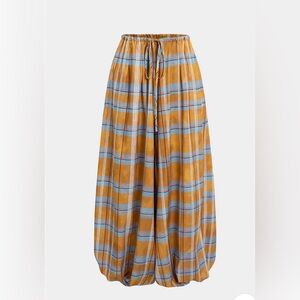 Plaid Genie pants  in Mustard and Blue